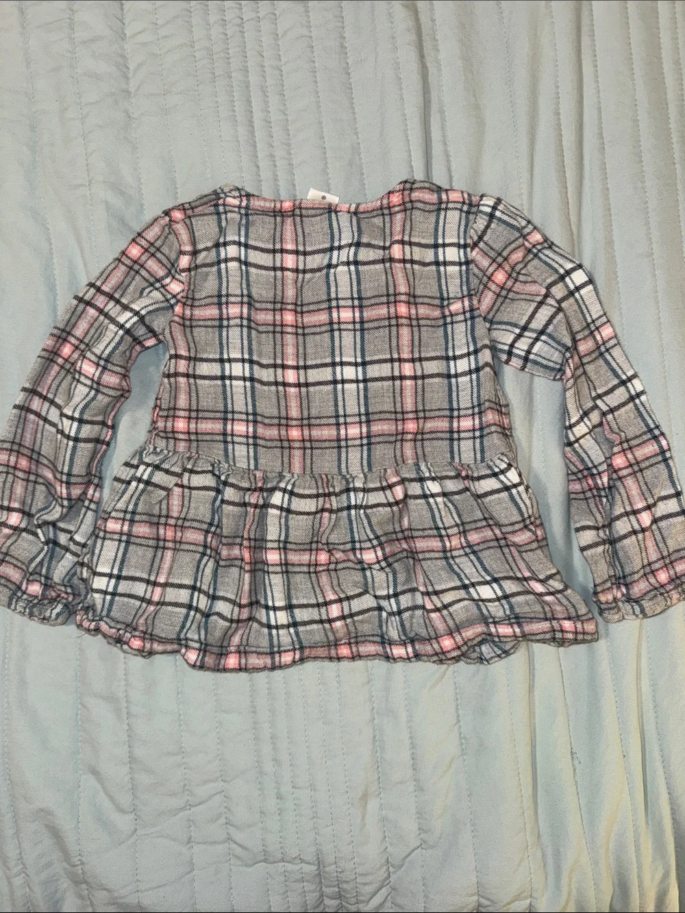 Fun Fall Outfit - Teal Corduroy Pants with Coordinating Gray Plaid Tunic Top